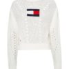 Tommy Jeans Sweater - TJW OVRSZD FLAG STITCH SWEATER white