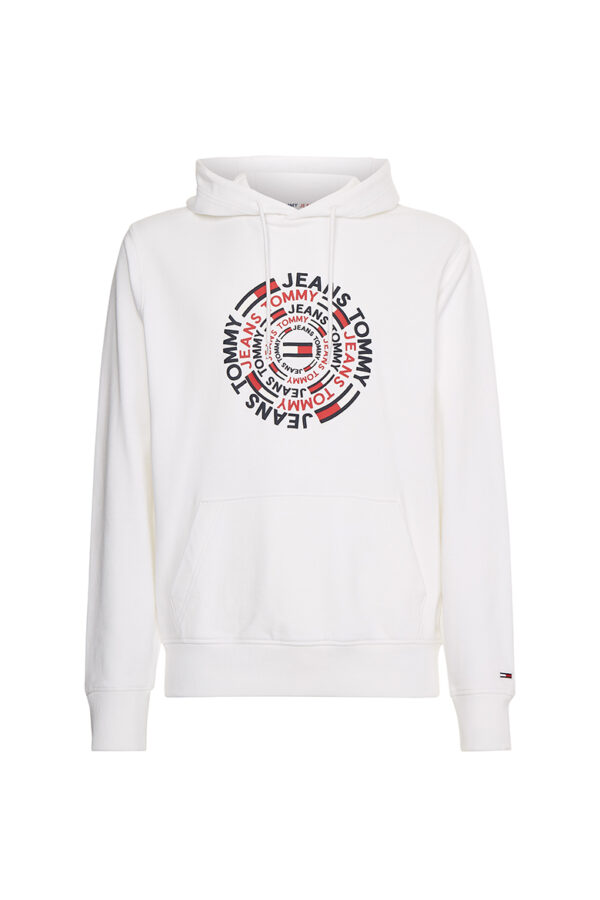 Tommy Jeans Sweatshirt - TJM CIRCULAR GRAPHIC HOODIE white