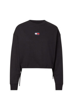 Tommy Jeans Sweatshirt - TJW BXY CROP BADGE DRAWSTR CREW black Tommy Jeans Sweatshirt - TJW BXY CROP BADGE DRAWSTR CREW black