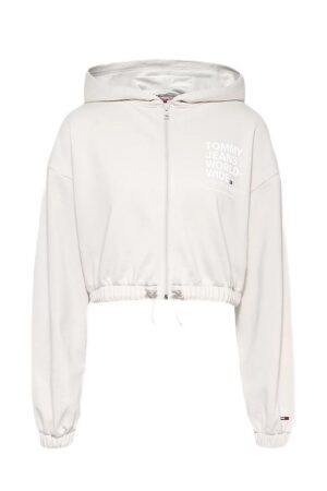 Tommy Jeans Sweatshirt - TJW CROP WORLDWIDE ZIP THRU beige Tommy Jeans Sweatshirt - TJW CROP WORLDWIDE ZIP THRU beige