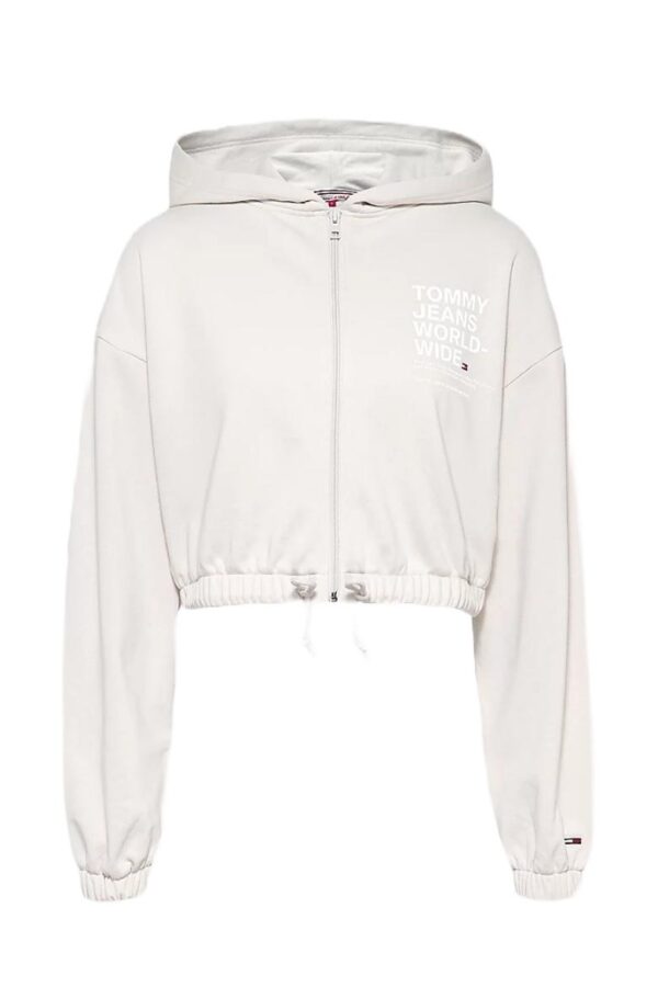 Tommy Jeans Sweatshirt - TJW CROP WORLDWIDE ZIP THRU beige