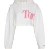 Tommy Jeans Sweatshirt - TJW SUPER CROP BOLD TOMMY HOODIE white