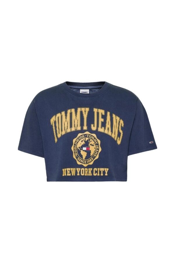 Tommy Jeans T-Shirt - TJW SUPER CROP COLLEGE LOGO SS blue