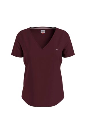 Tommy Jeans T-shirt - TJW SLIM JERSEY V NE RED