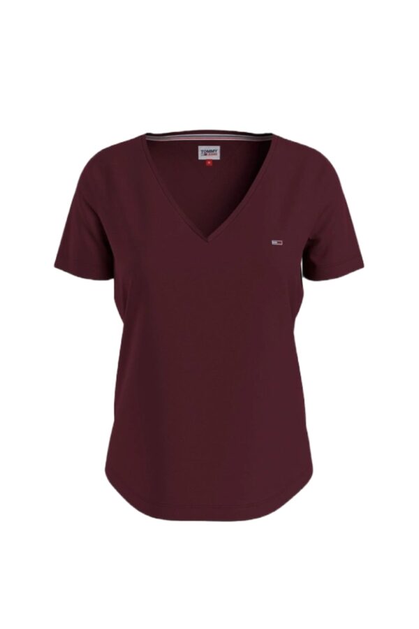 Tommy Jeans T-shirt - TJW SLIM JERSEY V NE RED