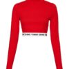 Tommy Jeans Top - TJW CROP LOGO WAISTBAND LS red
