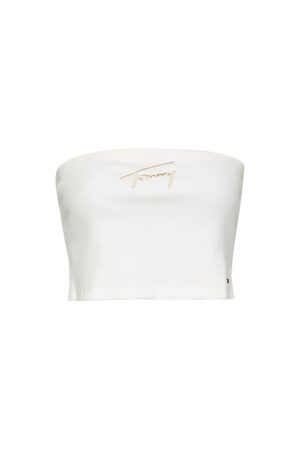 Tommy Jeans Top - TJW CROP SIGNATURE TUBE TOP white Tommy Jeans Top - TJW CROP SIGNATURE TUBE TOP white