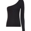 Tommy Jeans Top - TJW TINY TOMMY 1 ASYMMETRIC RIB black