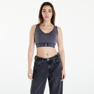 Top Calvin Klein Jeans Label Washed Rib Crop Top Washed Black M-alacsony-ár