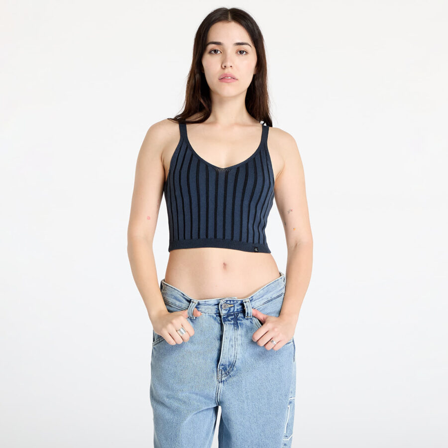 Top Calvin Klein Jeans Plated Sweater Bralette Blue XS-alacsony-ár