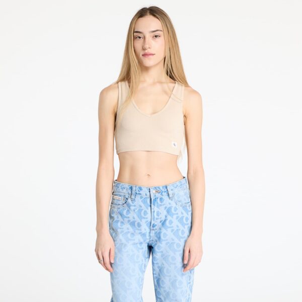 Top Calvin Klein Jeans Washed Woven Label Top Beige XS-alacsony-ár