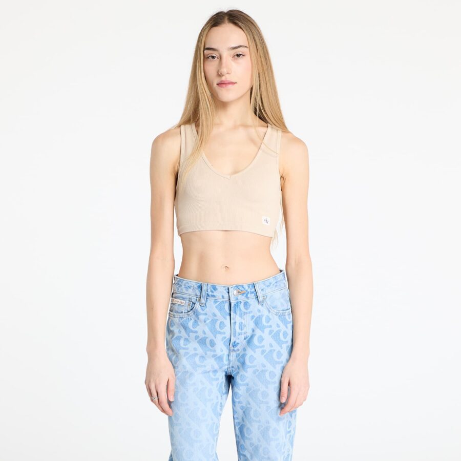 Top Calvin Klein Jeans Washed Woven Label Top Beige XS-alacsony-ár