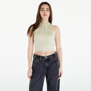 Top Calvin Klein Jeans Woven Label SweaterTank Top Green Haze S-alacsony-ár