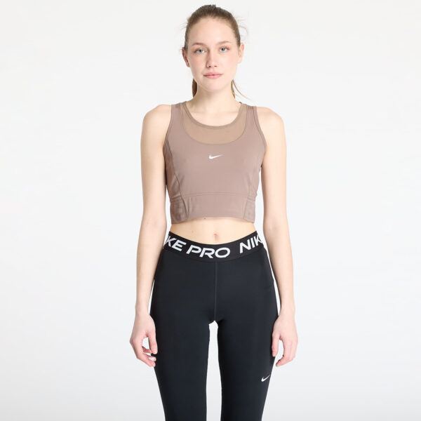 Top Nike Pro Women's Dri-FIT Cropped Tank Top Mink Brown/ White XS-alacsony-ár