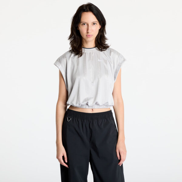 Top Nike Sportswear Collection Women's Dri-FIT Jacquard Short-Sleeve Jersey Top Light Iron Ore/ Light Iron Ore/ Armoury Navy/ White XS-alacsony-ár
