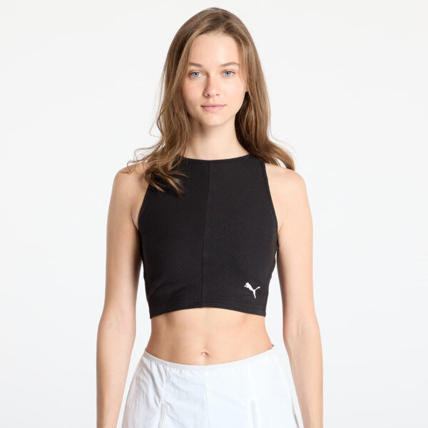 Top Puma Wardrobe Essentials Ribbed Crop Top PUMA Black XS-alacsony-ár