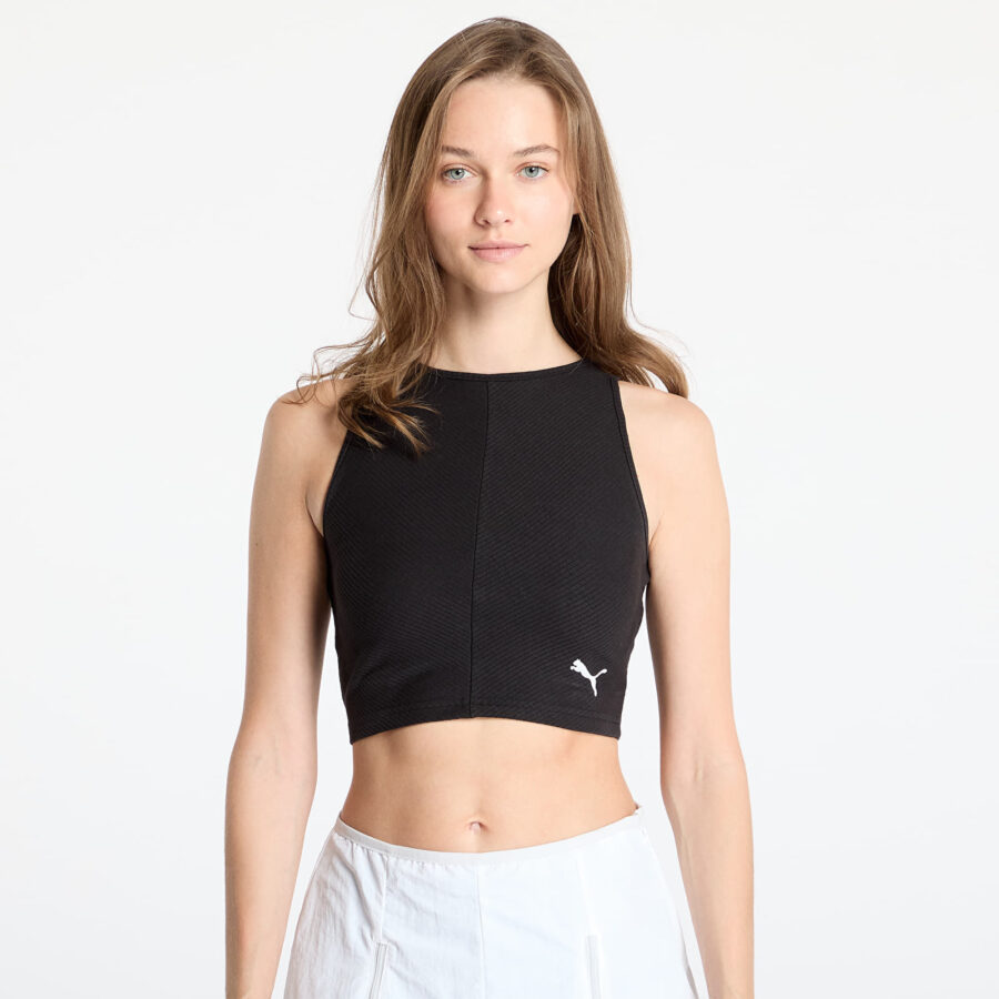 Top Puma Wardrobe Essentials Ribbed Crop Top PUMA Black XS-alacsony-ár