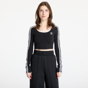 Top adidas Adicolor 3 Stripes Long Sleeve Crop Black L-alacsony-ár