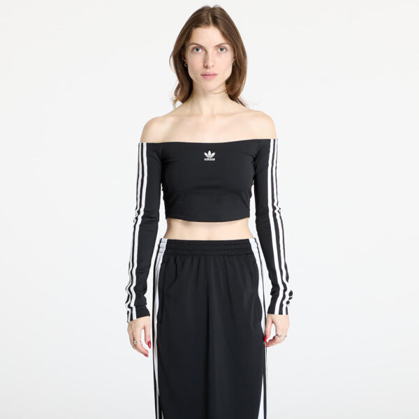 Top adidas Adicolor Off Shoulder Long Sleeve Top Black S-alacsony-ár