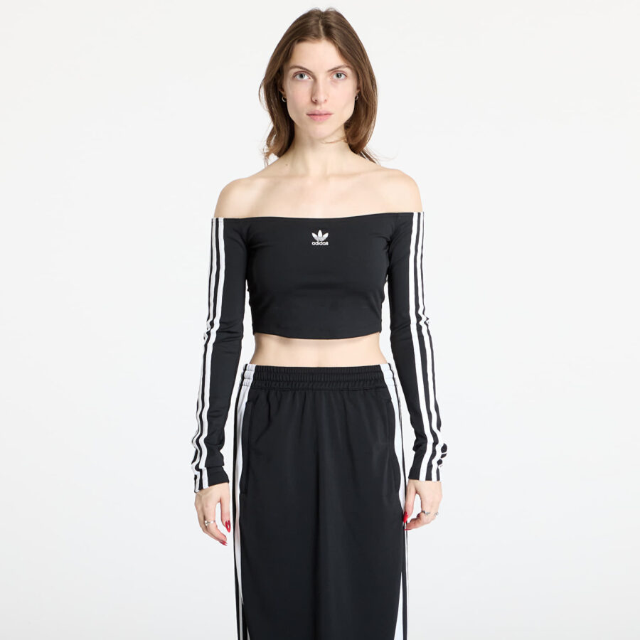 Top adidas Adicolor Off Shoulder Long Sleeve Top Black S-alacsony-ár