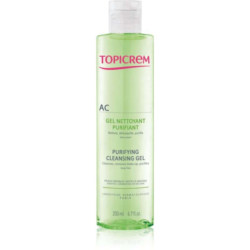 Topicrem AC Purifying Cleansing Gel mélyen tisztító gél zsíros és érzékeny bőrre 200 ml-Ár