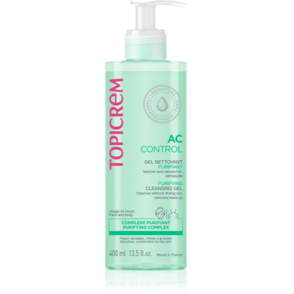 Topicrem AC Purifying Cleansing Gel mélyen tisztító gél zsíros és érzékeny bőrre 400 ml-Eredeti