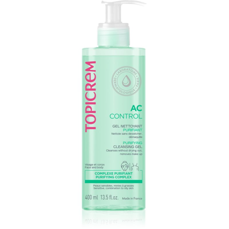 Topicrem AC Purifying Cleansing Gel mélyen tisztító gél zsíros és érzékeny bőrre 400 ml-Eredeti