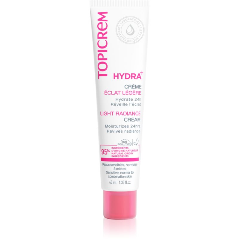 Topicrem Hydra+ Light Radiance Cream könnyű hidratáló nappali krém normál víz normál és kombinált