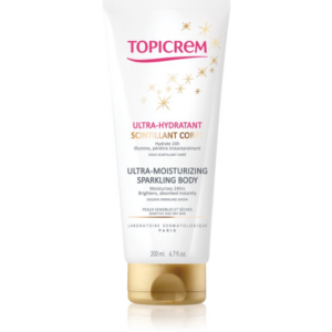 Topicrem UH BODY Ultra-Moisturizing Sparkling Body intenzíven hidratáló testápoló tej csillámporral 200 ml-Ár