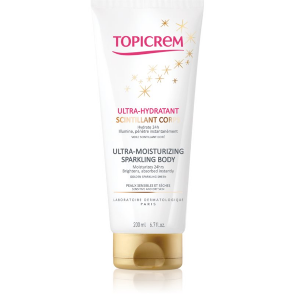 Topicrem UH BODY Ultra-Moisturizing Sparkling Body intenzíven hidratáló testápoló tej csillámporral 200 ml-Ár