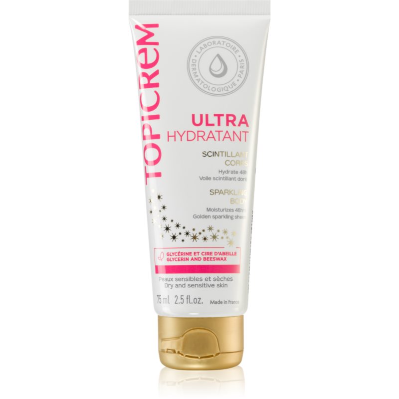 Topicrem UH BODY Ultra-Moisturizing Sparkling Body intenzíven hidratáló testápoló tej csillámporral 75 ml-Ár