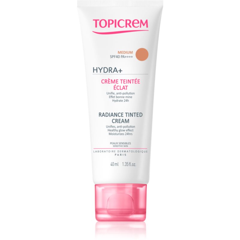 Topicrem UH FACE HYDRA+ Radiance Tinted Cream tónusegyesítő hidratáló krém SPF 40 árnyalat Medium 40 ml-Ár