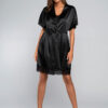 Touchscreen Bathrobe with Short Sleeves - Black