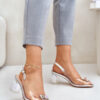 Transparent sandals with a brooch on a heel D&A silver