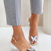 Transparent sandals with a butterfly on a heel D&A gold