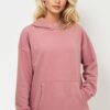 Trend Alaçatı Stili Women's Pink Hooded Kangaroo Pocket 3 Thread Thick Sweatshirt