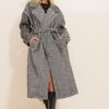 Trend Alaçatı Stili Women's Anthracite Double Pocket Unlined Belted Cashmere Coat