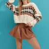 Trend Alaçatı Stili Women's Beige Crew Neck Knitwear Crop Sweater