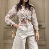 Trend Alaçatı Stili Women's Beige High Waist Wide Leg Bermuda Denim Shorts