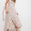Trend Alaçatı Stili Women's Beige Square Neck Floral Pattern Woven Dress