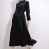 Trend Alaçatı Stili Women's Black Buttoned Front Skirt Flounced Flamed Linen Maxiboy Dress