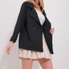 Trend Alaçatı Stili Women's Black Double Breasted Collar Buttoned Double Sleeve Atlas Jacket