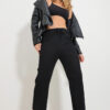 Trend Alaçatı Stili Women's Black Elastic Waist Wide Trousers