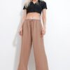 Trend Alaçatı Stili Women's Camel Waist Elastic Wide Leg Loose Woven Trousers