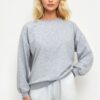 Trend Alaçatı Stili Women's Carmelange Crew Neck Oversize Seasonal Basic Sweatshirt