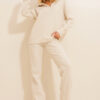 Trend Alaçatı Stili Women's Cream Polo Neck Top and Palazzon Trousers Knitwear Top and Bottom Set