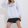 Trend Alaçatı Stili Women's Grimelange Crew Neck 3 Thread Embroidered Oversize Sweatshirt