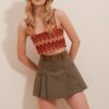 Trend Alaçatı Stili Women's Khaki Waist with Belt