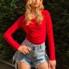 Trend Alaçatı Stili Women's Red Hooded Double Breasted Sandy Blouse