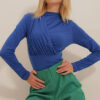 Trend Alaçatı Stili Women's Saks High Collar Draped Stud Sandy Bodysuit